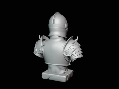 Skeleton Knight Bust Statue Design 3 - 3D Print Model 3D Print Model