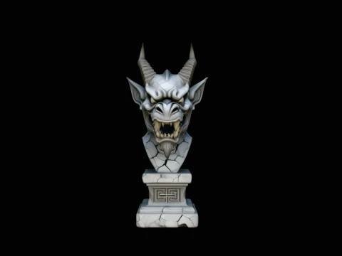 Dragon Skull Bust Statue Design 6 - 3D Print Model Modelo de impresión 3D