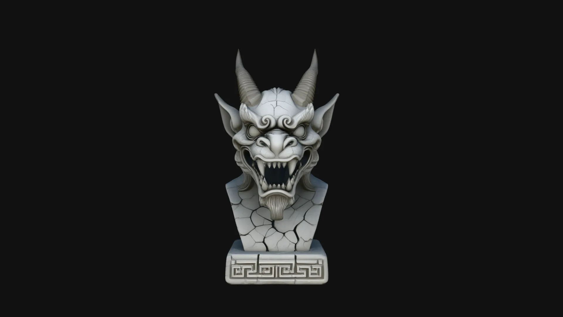 Dragon Skull Bust Statue Design 7 - 3D Print Model 3D Print Model .c4d .max .obj .3ds .fbx .stl .blend 
