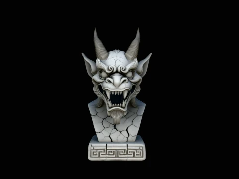 Dragon Skull Bust Statue Design 7 - 3D Print Model Modelo de impresión 3D