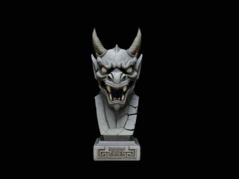 Dragon Skull Bust Statue Design 8 - 3D Print Model Modelo de impresión 3D
