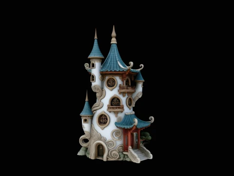Swirling Fairy Tower Model Design 3 - 3D Print Model Modelo de impresión 3D