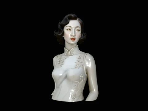 Qipao Lady Bust Statue Design 4 - 3D Print Model Modelo de impresión 3D