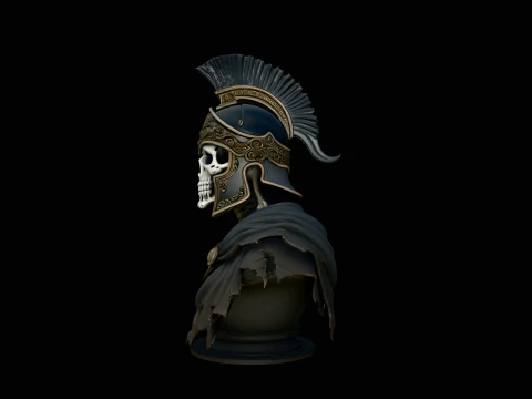 Skeletal Hoplite Bust Statue Design 3 - 3D Print Model Modelo de impresión 3D