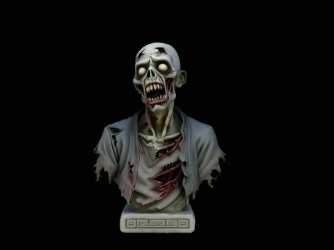 Diseño de estatua de busto zombie 4 - Modelo de impresión 3D Modelo de impresión 3D