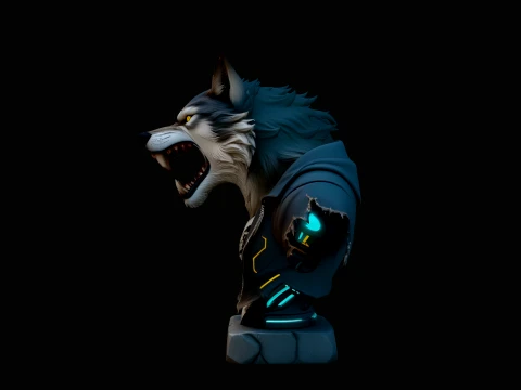 Werewolf in Jacket Bust Statue Design 2 - 3D Print Model 3D printmodel