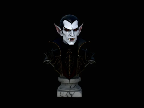 Dracula Vampire Bust Statue Design 11 - 3D Print Model Modelo de Impressão 3D