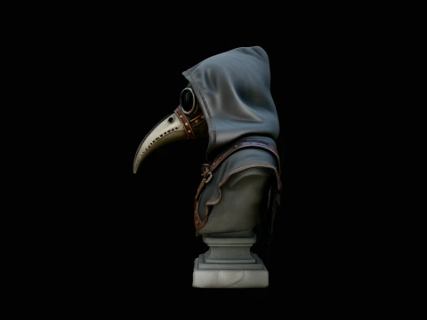 Plague Doctor Bust Statue Design 5 - 3D Print Model Modello di stampa 3D