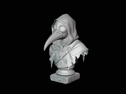 Plague Doctor Bust Statue Design 6 - 3D Print Model 3D Print Model