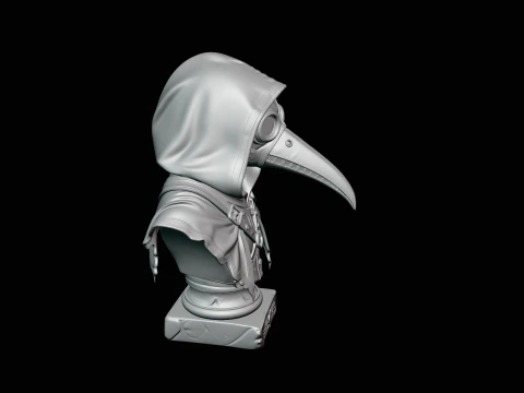 Plague Doctor Bust Statue Design 6 - 3D Print Model 3D Print Model