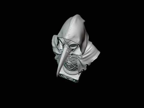 Plague Doctor Bust Statue Design 6 - 3D Print Model 3D Print Model