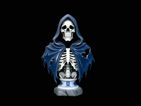 Blue Cloak Reaper Bust Statue Design 2 - 3D Print Model 3D Принт Модель