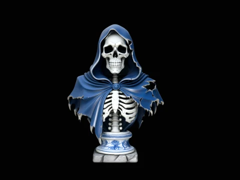 Blue Cloak Reaper Bust Statue Design 3 - 3D Print Model 3D Print Model
