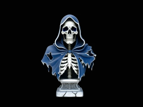 Blue Cloak Reaper Bust Statue Design 4 - 3D Print Model 3D Print Model