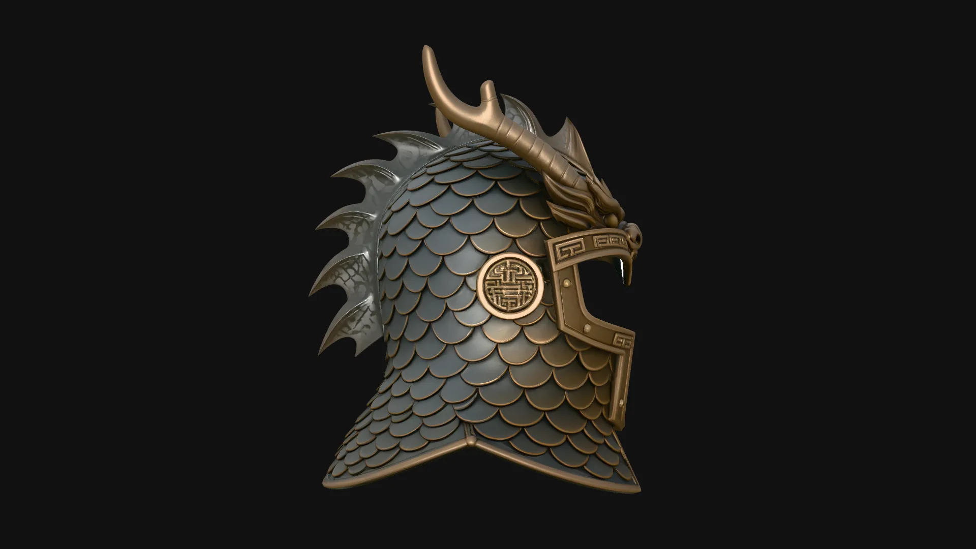 Dragon Scale Helmet Statue Design 2 - 3D Print Model 3D Print Model .c4d .max .obj .3ds .fbx .stl .blend 