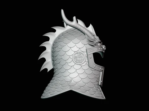 Dragon Scale Helmet Statue Design 2 - 3D Print Model 3D Print Model