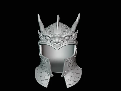 Dragon Scale Helmet Statue Design 2 - 3D Print Model 3D Print Model