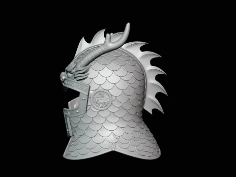Dragon Scale Helmet Statue Design 2 - 3D Print Model 3D Print Model