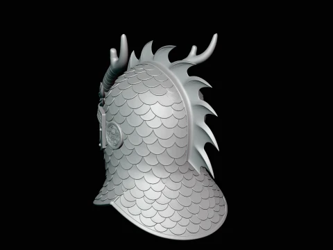 Dragon Scale Helmet Statue Design 2 - 3D Print Model 3D Print Model