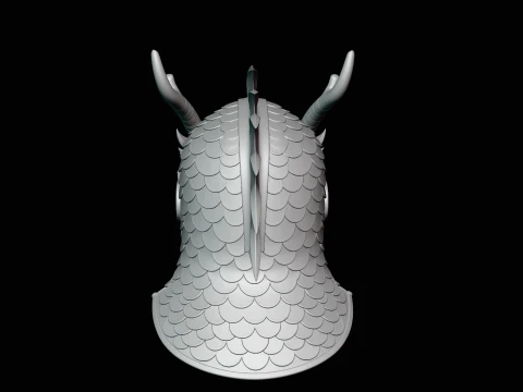 Dragon Scale Helmet Statue Design 2 - 3D Print Model 3D Print Model
