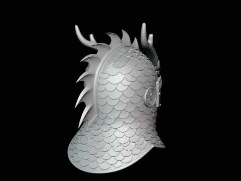 Dragon Scale Helmet Statue Design 2 - 3D Print Model 3D Print Model