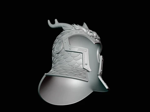 Dragon Scale Helmet Statue Design 2 - 3D Print Model 3D Print Model