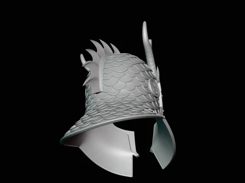Dragon Scale Helmet Statue Design 2 - 3D Print Model 3D Print Model