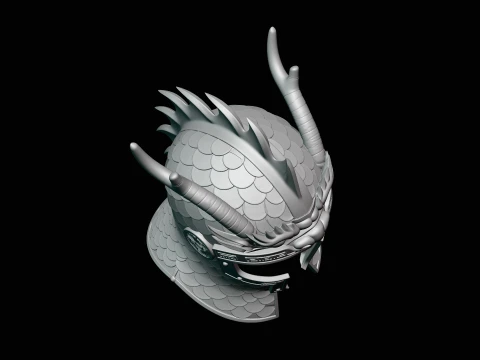 Dragon Scale Helmet Statue Design 2 - 3D Print Model 3D Print Model