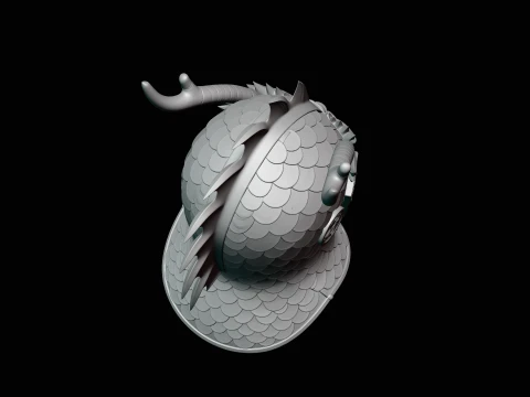 Dragon Scale Helmet Statue Design 2 - 3D Print Model 3D Print Model