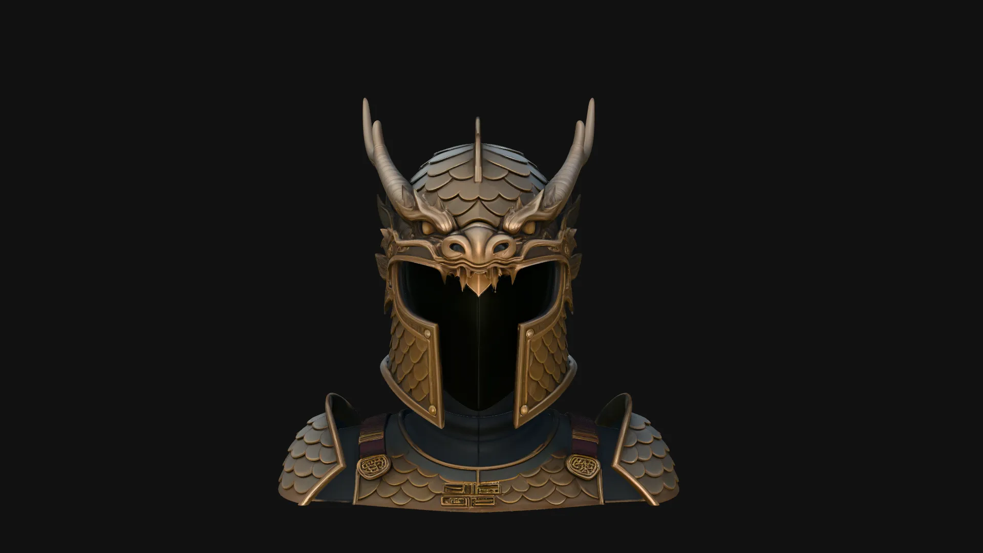 Dragon Scale Helmet Statue Design 3 - 3D Print Model 3D Print Model .c4d .max .obj .3ds .fbx .stl .blend 