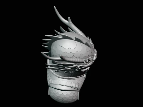 Dragon Scale Helmet Statue Design 3 - 3D Print Model 3D Print Model