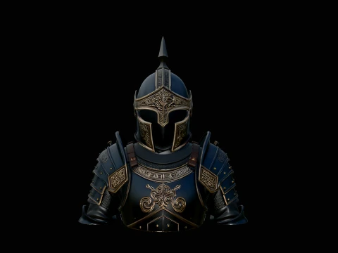 Spiked Helm Knight Armor Bust Statue Design 1 - 3D Print Model 3D Print Model