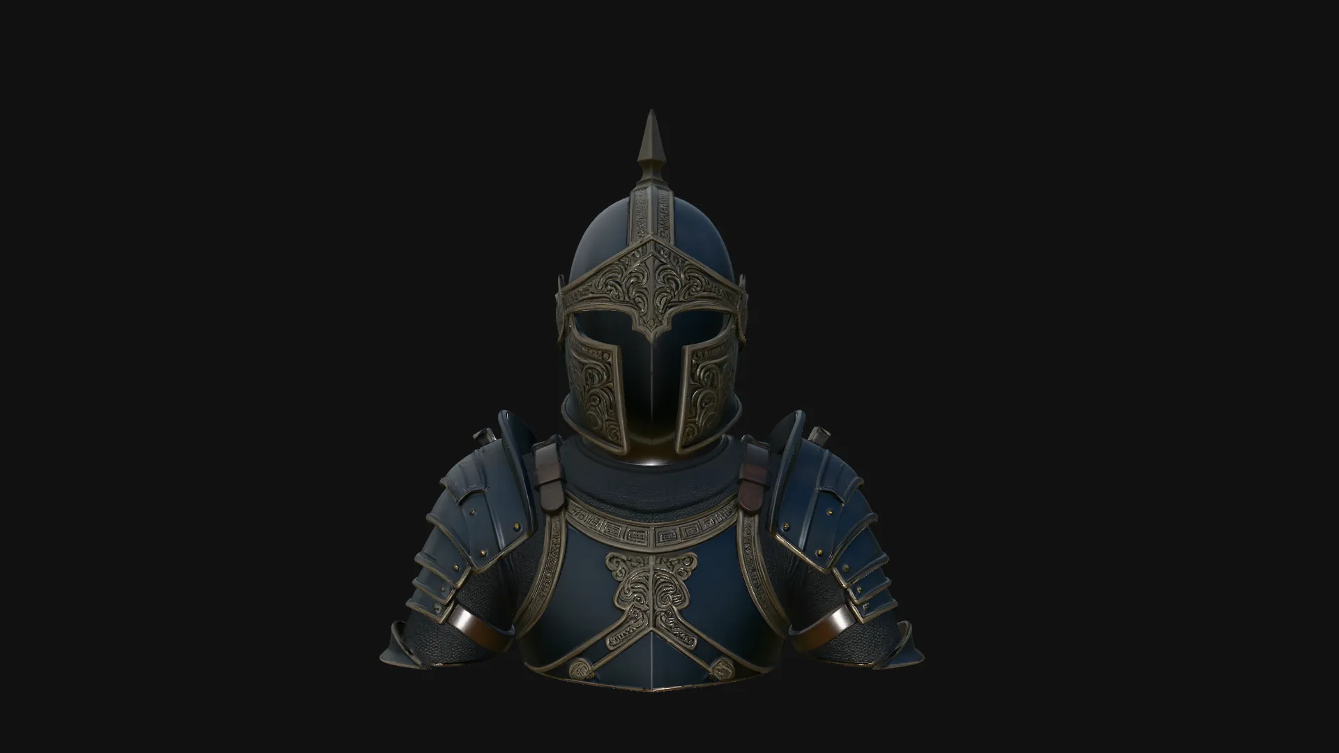 Spiked Helm Knight Armor Bust Statue Design 2 - 3D Print Model 3D Print Model .c4d .max .obj .3ds .fbx .stl .blend 