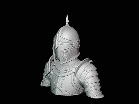 Spiked Helm Knight Armor Bust Statue Design 2 - 3D Print Model 3D Print Model