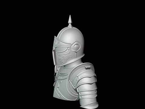 Spiked Helm Knight Armor Bust Statue Design 2 - 3D Print Model 3D Print Model