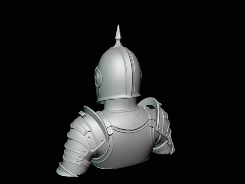 Spiked Helm Knight Armor Bust Statue Design 2 - 3D Print Model 3D Print Model