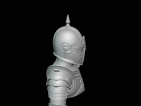 Spiked Helm Knight Armor Bust Statue Design 2 - 3D Print Model 3D Print Model