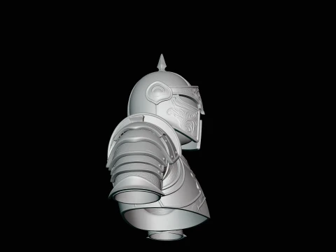 Spiked Helm Knight Armor Bust Statue Design 2 - 3D Print Model 3D Print Model