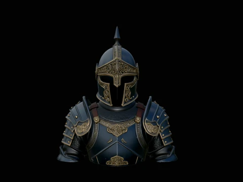 Spiked Helm Knight Armor Bust Statue Design 3 - 3D Print Model 3D printmodel