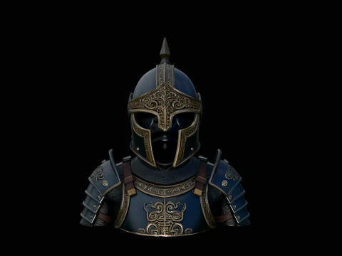Spiked Helm Knight Armor Bust Statue Design 4 - 3D Print Model Modello di stampa 3D