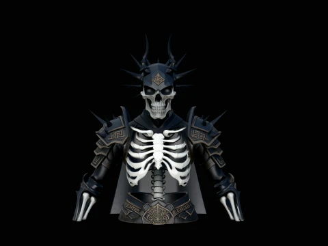 Spiked Armor Skeleton Bust Statue Design 1 - 3D Print Model 3D 프린트 모델