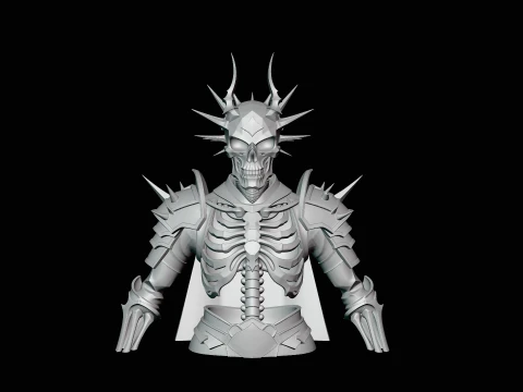 Spiked Armor Skeleton Bust Statue Design 1 - 3D Print Model 3D Print Model