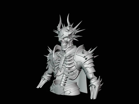 Spiked Armor Skeleton Bust Statue Design 1 - 3D Print Model 3D Print Model
