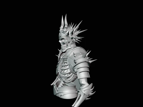Spiked Armor Skeleton Bust Statue Design 1 - 3D Print Model 3D Print Model