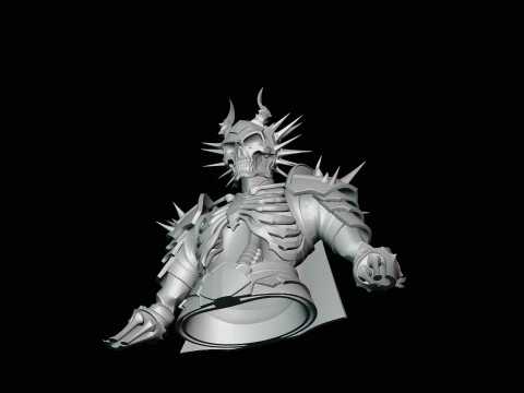 Spiked Armor Skeleton Bust Statue Design 1 - 3D Print Model 3D Print Model