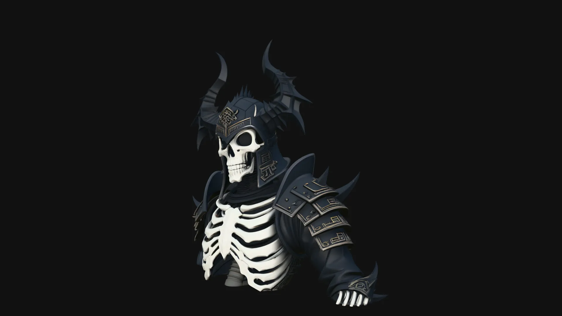 Spiked Armor Skeleton Bust Statue Design 2 - 3D Print Model 3D Print Model .c4d .max .obj .3ds .fbx .stl .blend 