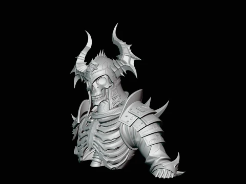Spiked Armor Skeleton Bust Statue Design 2 - 3D Print Model 3D Print Model