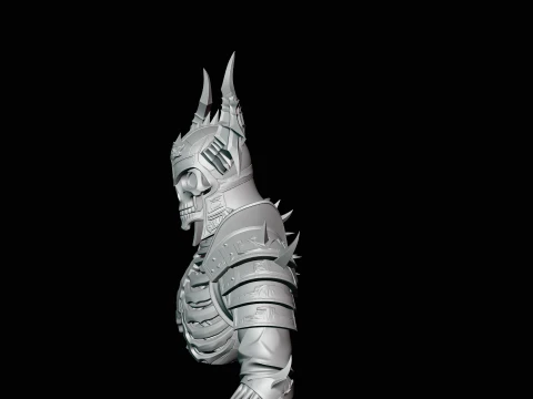 Spiked Armor Skeleton Bust Statue Design 2 - 3D Print Model 3D Print Model