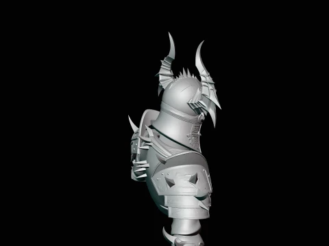 Spiked Armor Skeleton Bust Statue Design 2 - 3D Print Model 3D Print Model