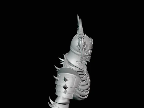 Spiked Armor Skeleton Bust Statue Design 2 - 3D Print Model 3D Print Model